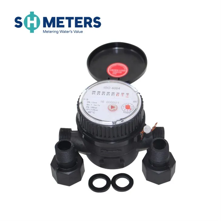 Hot Water Dry Dial Plastic 1/2 Inch Size Domestic Single Jet Water Meter